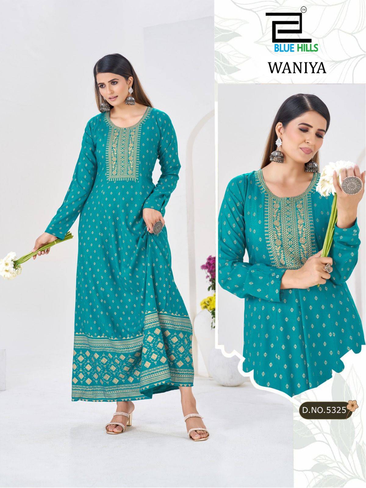 Waniya By BLUE HULLS 5323 To 5328 Series Designer Stylish Fancy Colorful Beautiful Party Wear & Ethnic Wear Collection Rayon 14kg Gown At Wholesale Price